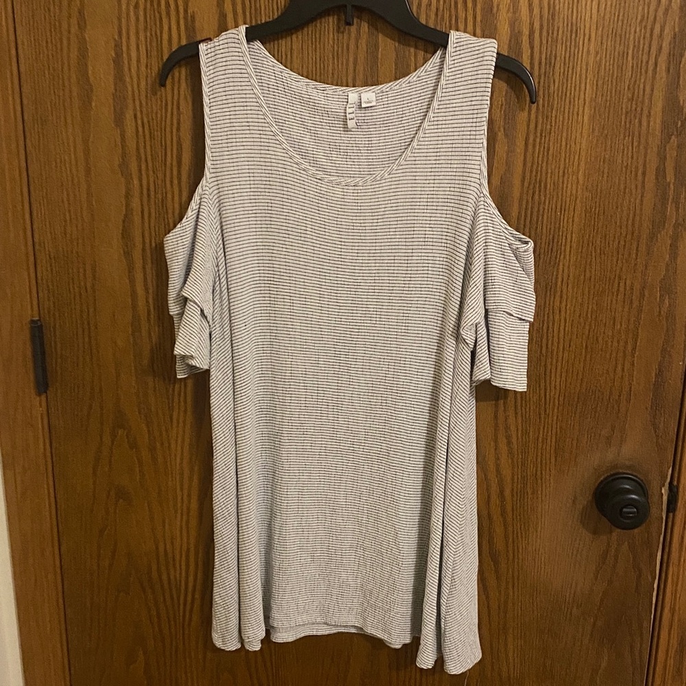 Elle Black Striped Cold Shoulder Blouse